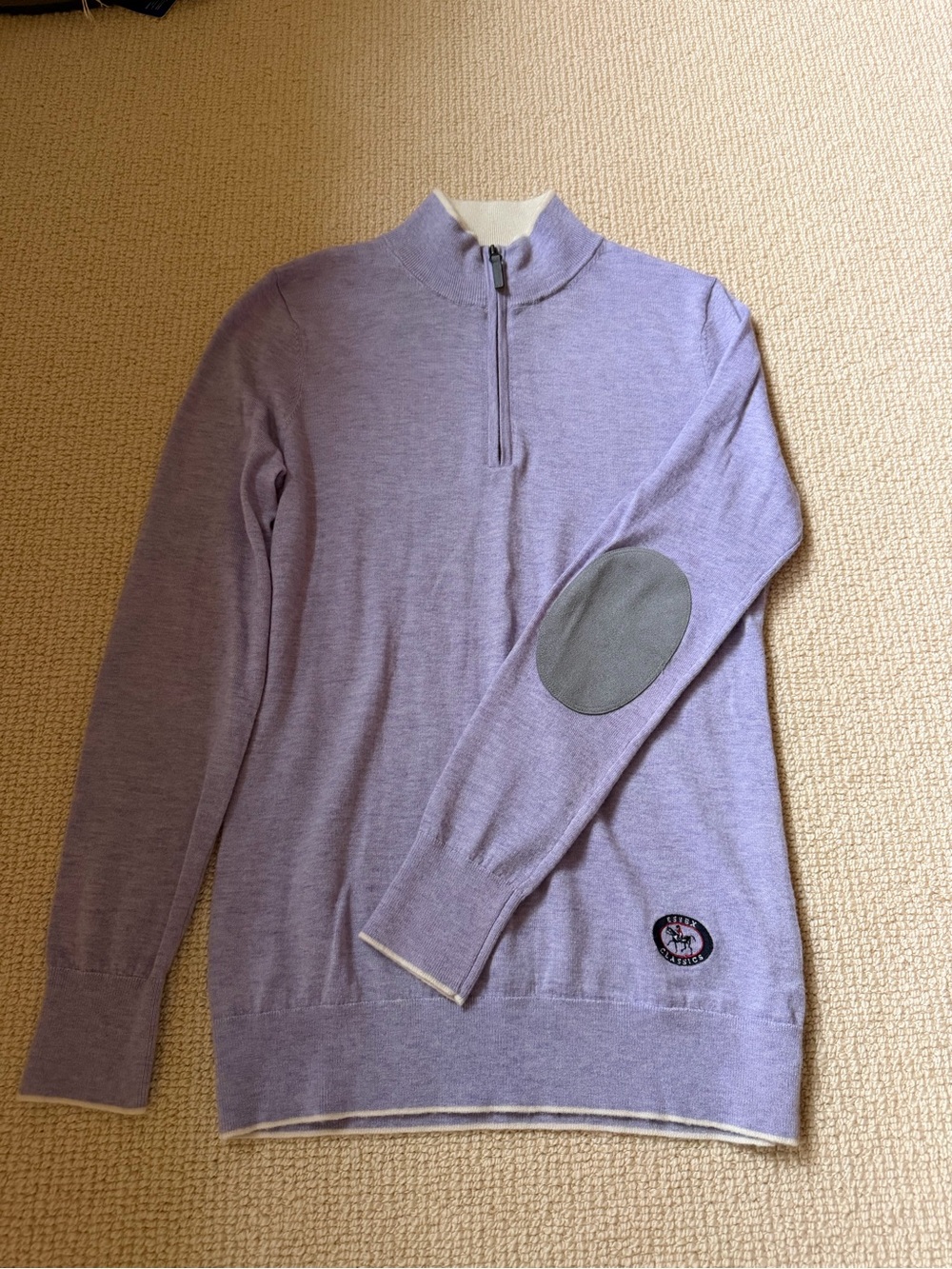 Essex Classics Half-Zip Lavender Sweater with Elbow Patch